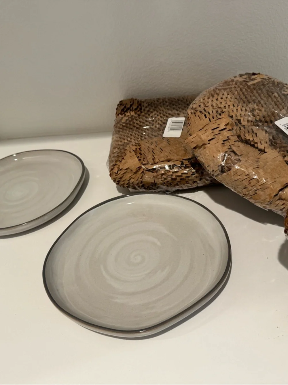 4 Hearth & Hand Gray Reactive Glaze Swirl Ceramic Set of Salad Plates